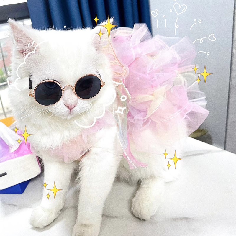 Pet Princess Dress Wedding Sress Dog Cat Clothing Aupplies Corgi Teddy Method Fight butterfly Fairy Clothes