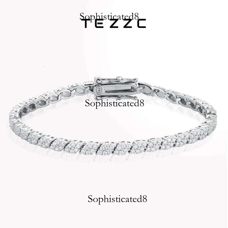 Tezzc New style Rhombus 1.2mm Full Moissanite Tennis Bracelet For Women Men S Sterg Sier Dia k Chain Bracelets