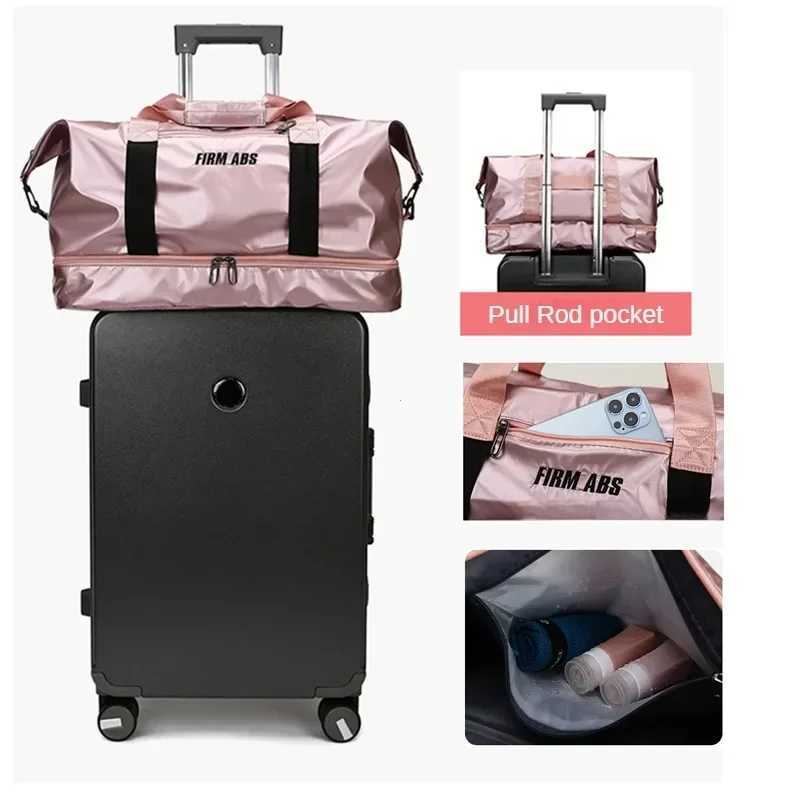 Large Capacity Women Gym Bags Pearlescent Sports Fitness Training Handbag With Shoes Pocket Waterproof Yoga Travel Duffel Bag Y250304