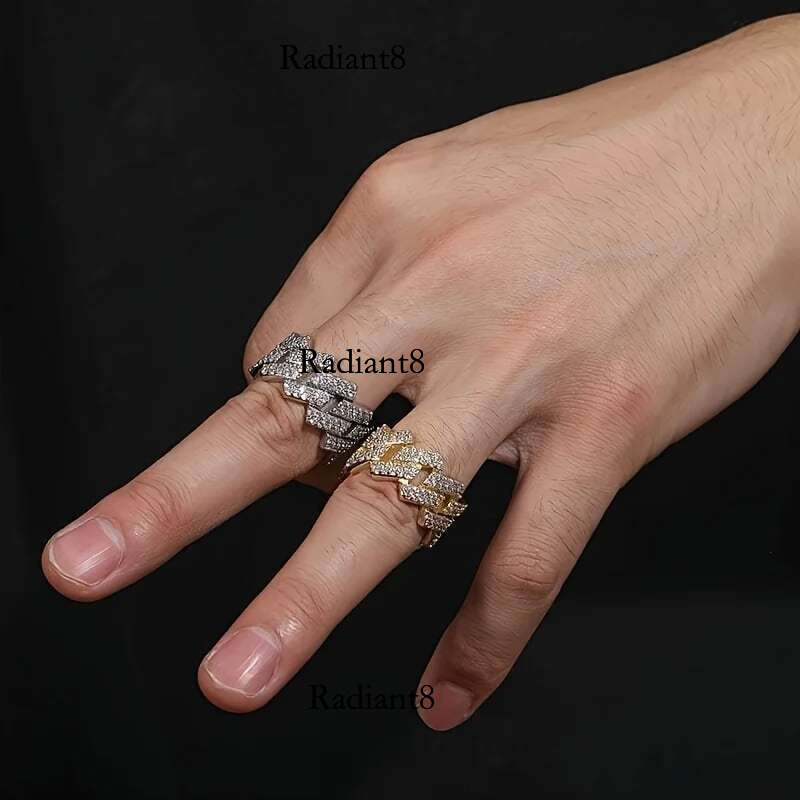 1pc S Sterg Sier with 5.4CT Moissanite American Street Hip Hop Cuban Ring, Unisex, Gemstone Jewelry Gifts for Mother |