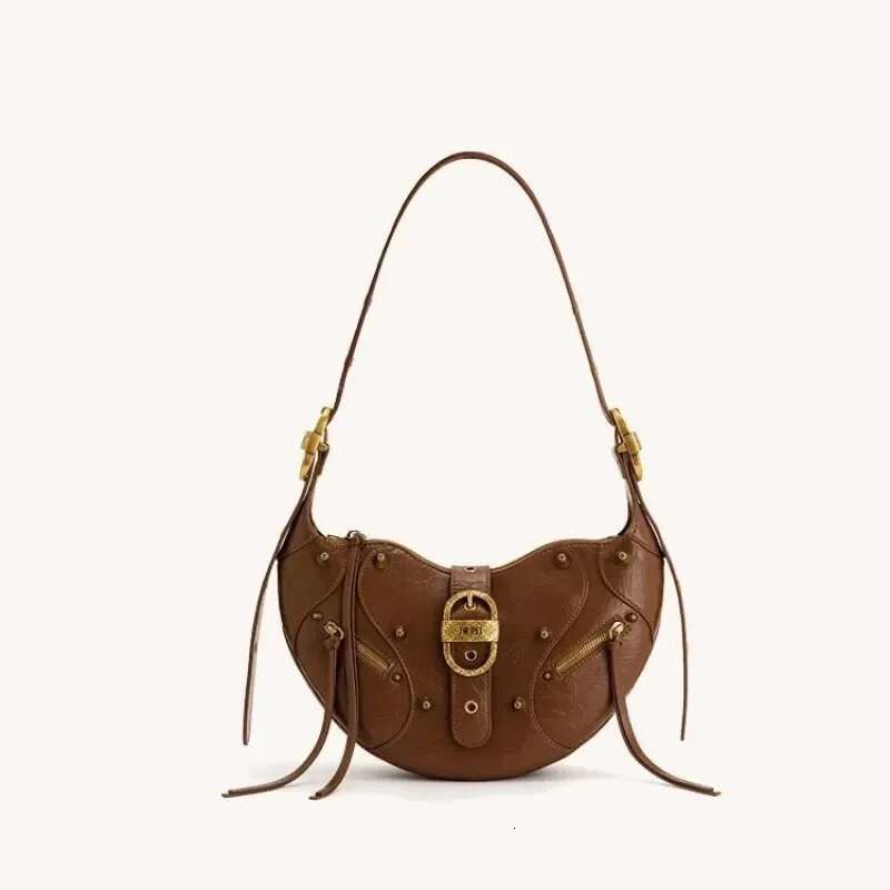 Stylish Underarm New Horn Commuter Leather Motorcycle Designer Trend Fringe Light Women's Shoulder Bag