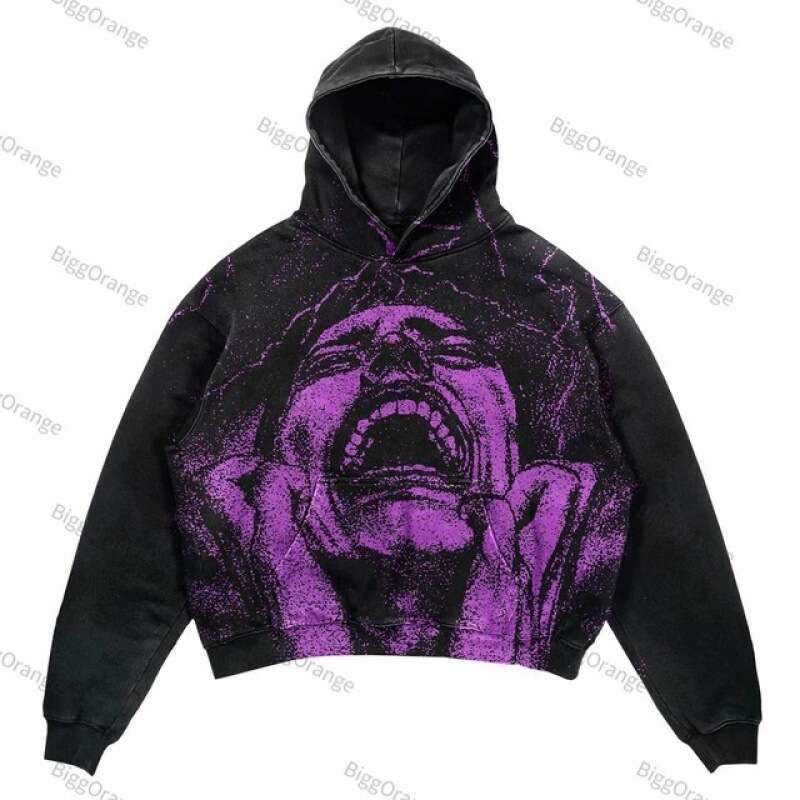 2025 hoodie street fashion trend brand skeleton 3D digital printing casual loose hooded sweatshirt for men