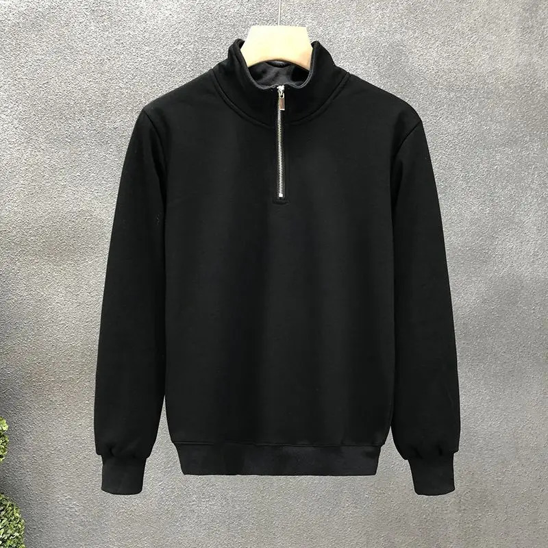 Daily Wear Halfhigh Zipper Collar Sweatshirt Mens Trendy Pullover Jacket 2025 Spring and Autumn Top 250304