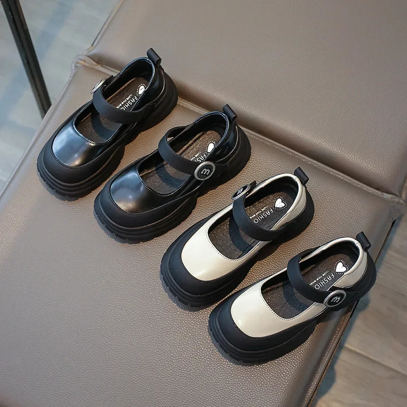 Platform Shoes Girls Loafers Child Thicksoled Fashion Wedding Patchwork Mary Janes Increase Casual Footwear H04041 250303