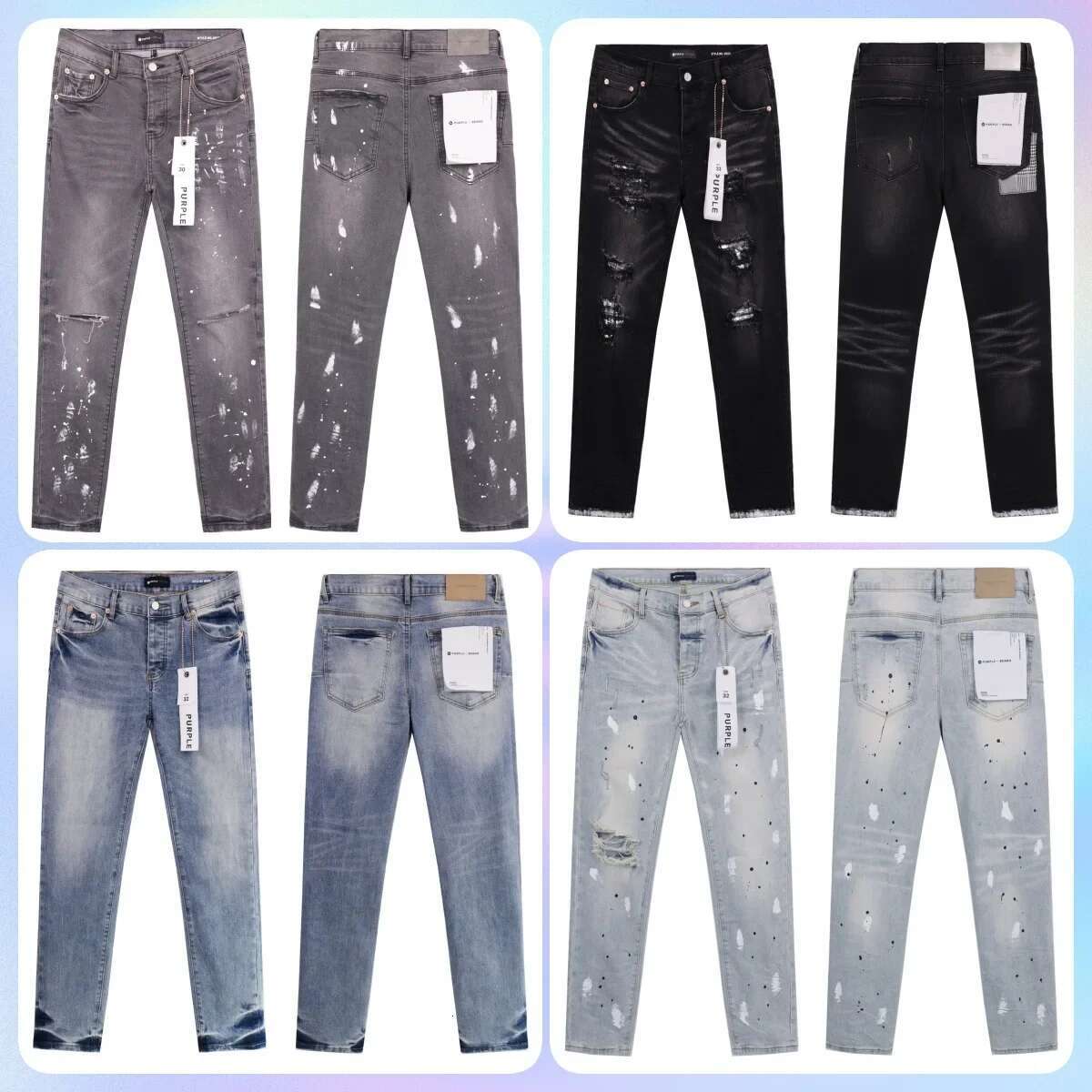 Straight Jeans Washed Old Retro Ripped Ruffian Handsome American Style