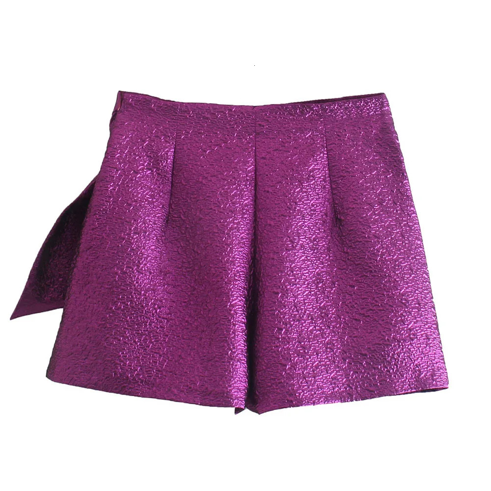 XEASY Autumn Women Vintage Purple Bow Lady Pants Female Streetwear Slim High Waist Casual Chic Shorts Skirt Bottoms 250303