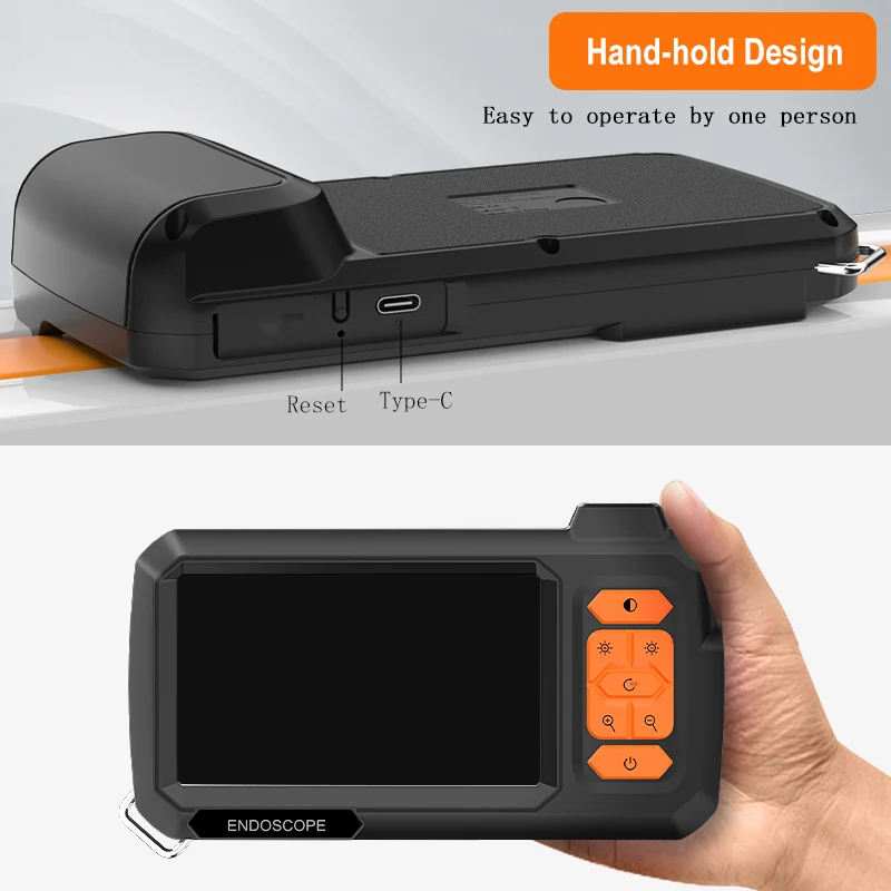 4 3Inch IPS Screen Industrial Endoscope Camera Split Design 1 15m Rigid Cable Waterproof Inspection Car Pipe Camera Borescope 8mm