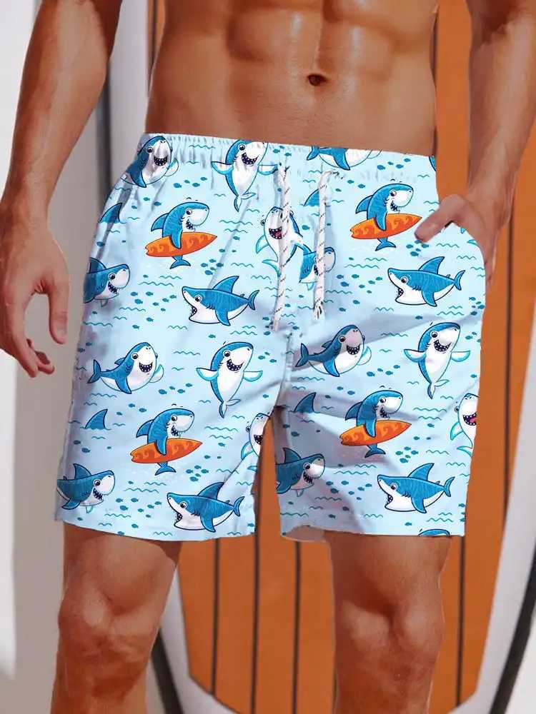 2024 3D Printed Hawaiian Vacation Style Printing Shorts Mens Board Shorts Casual Swim Trunks Drawstring Breathable Short SummerT250304