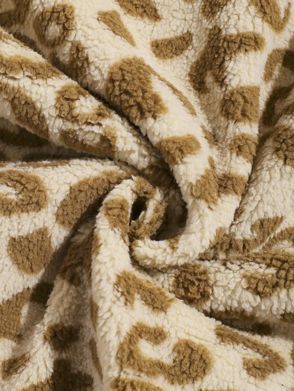 Mens Faux Fluffy Sherpa Fleece Leopard Pattern Half Zip Stand Collar Kangaroo Pocket Pullover Sweatshirt 250304