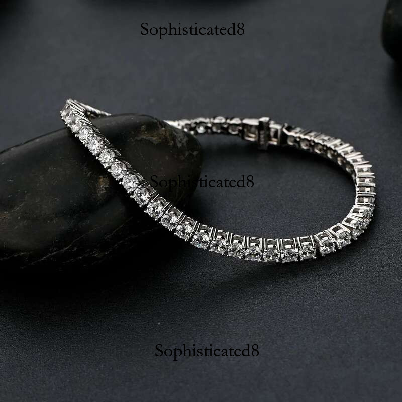 Real 2.5/3/4/5/6.5MM Full Moissanite Tennis Bracelet for Women Men S Sier Plated Yellow Gold Dia Bracelets