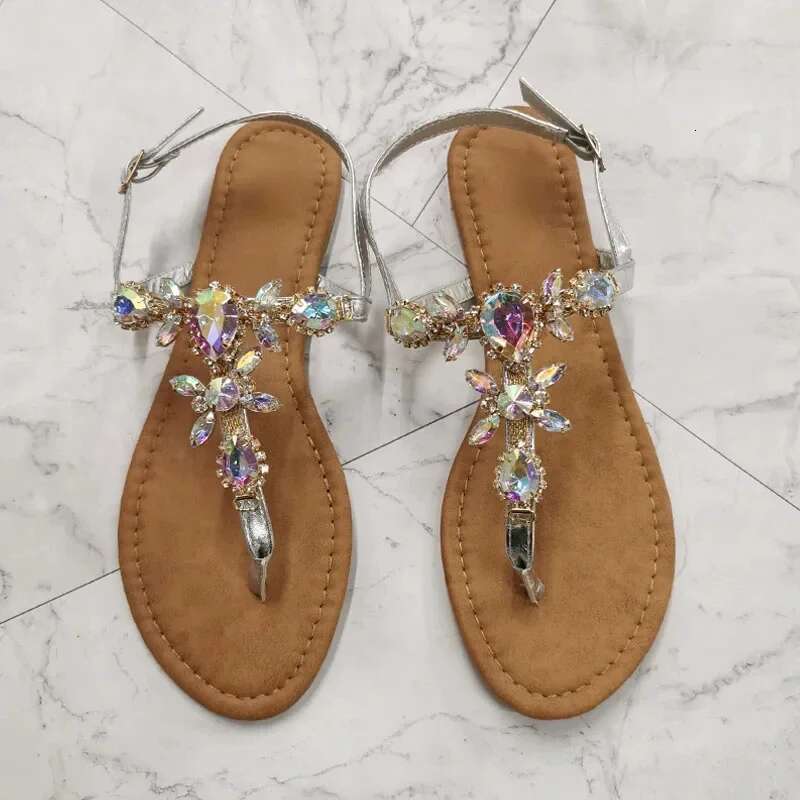 Summer Fashion 2025 Women Sandals Rhie Decoration Simple and Comfortable Casual Buckle Woman Shoes Sandalias De Mujer