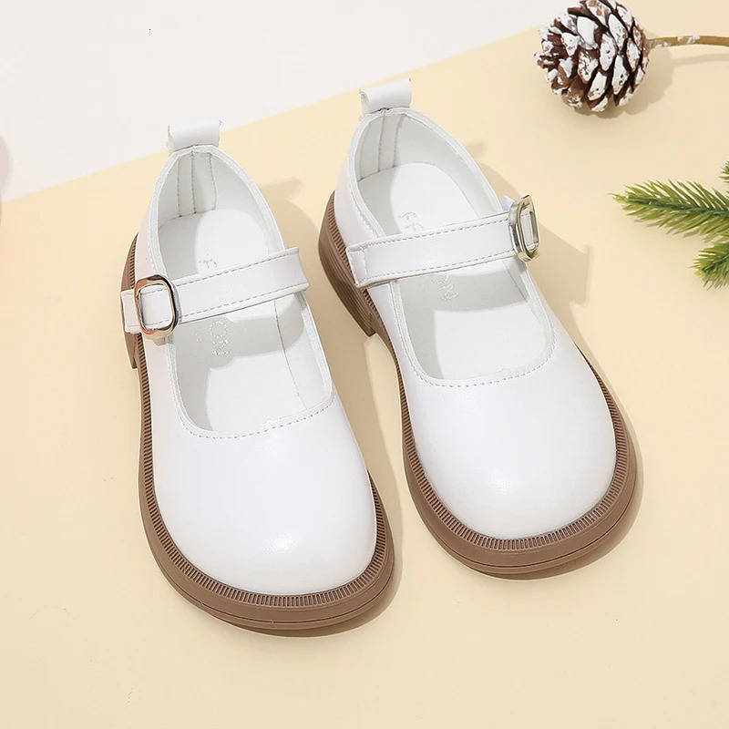 Kids Girls Black Uniform School Shoes Versatile Casual Buckle Simple Spring Children Roundtoe Matter Loafers Nonslip 250303