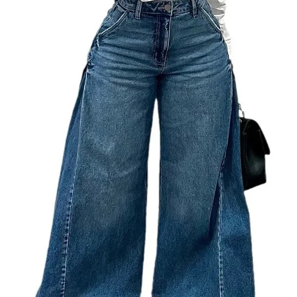 Vintage American Style Wide Leg Jeans Spliced Floor Length Bell Bottom Pants Fringebell-Bottom Pants For Men And Women 250228