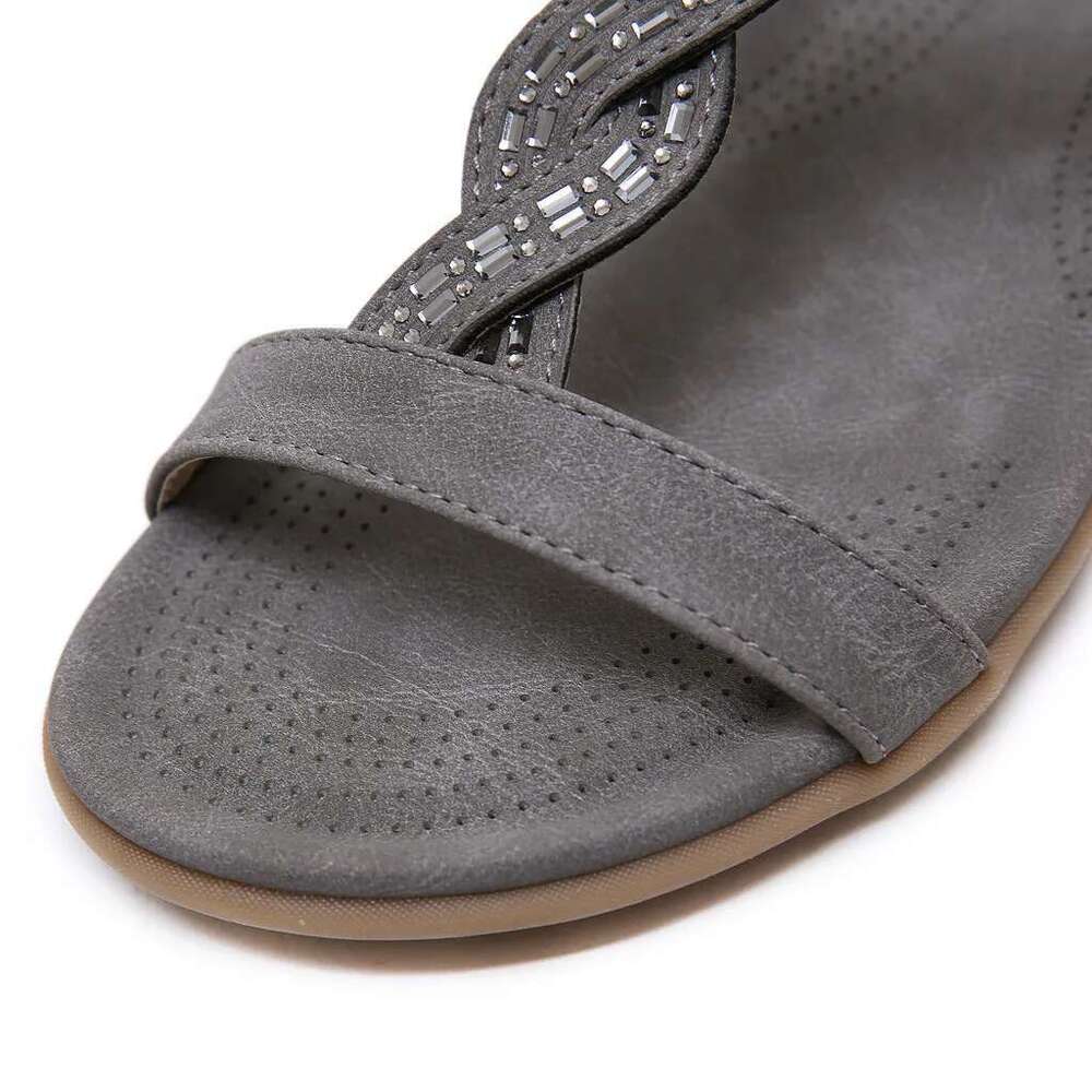 Summer Shoes Sale Women'S Open-Toe Sandals Bohemian Rhie Flat Elastic Band Beach Shoe Tenis De Mujer