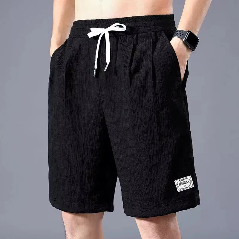 Lce Silk Shorts Mens Thin Sports Cropped Pants Loose Straight Leg Cool Breathable Fashion Trend Casual XL-XXXL 250304