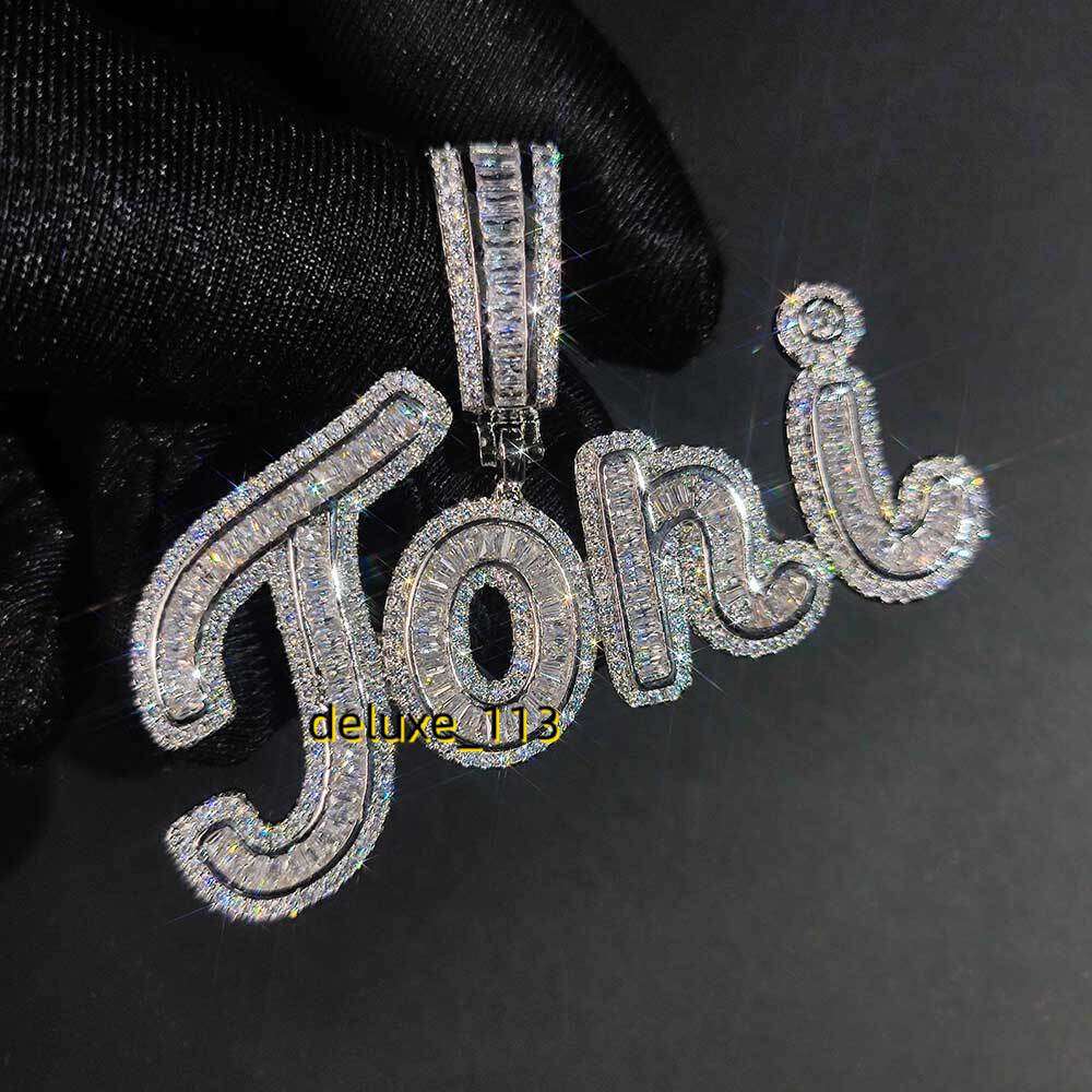 Custom A-Z Letters Name Pendant Necklace TopBg T Cubic Moissanite Hip Hop Real Gold Plated Jewelry