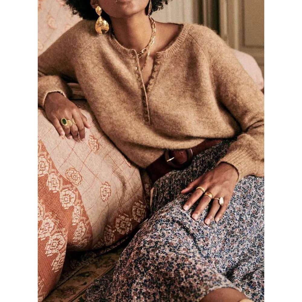 Women Half Open Collar Sweater Spring Female 5 Colors Long Sleeve Casual Jumper With Buttons