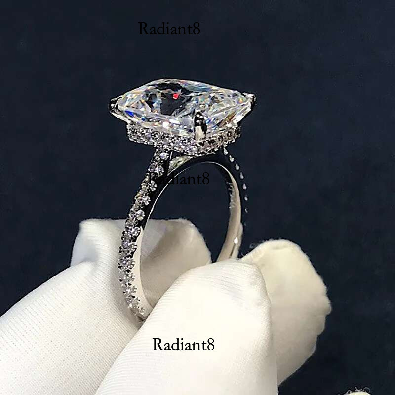 Radiant Cut cut 4ct Simulated Dia cz ring Sterg Sier Engagement Wedding Band Rings for women Party Jewelry