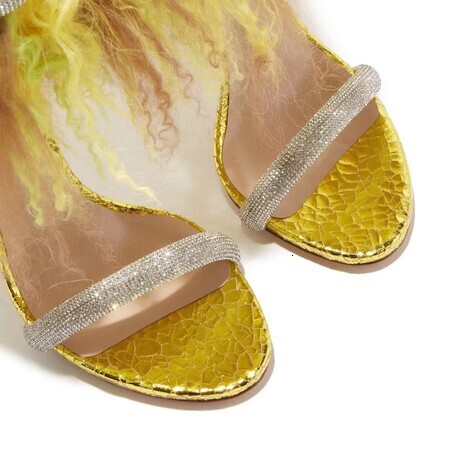 Ins Show Electroplating And Baretoe Fairy Hair Plush Sandals Fashion Shoes