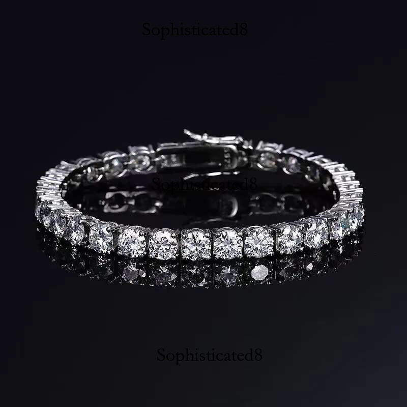 3mm/4mm/5mm/6.5mm Moissanite Tennis Bracelets Sterg Sier Full Dia with Gold Plated Gra Party Jewelry for Women Men