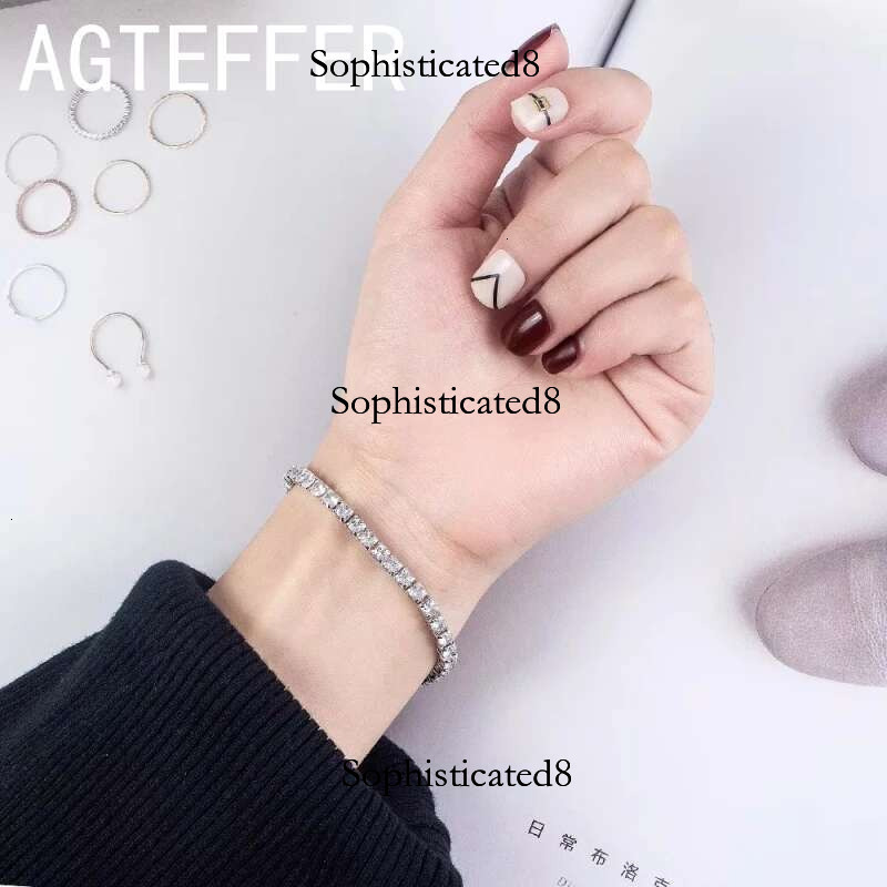 S Sterg Sier Bracelet Zirconia Tennis Ball Women Fashion Simple Engagement Wedding Charm Jewelry 4mm 16-20cm