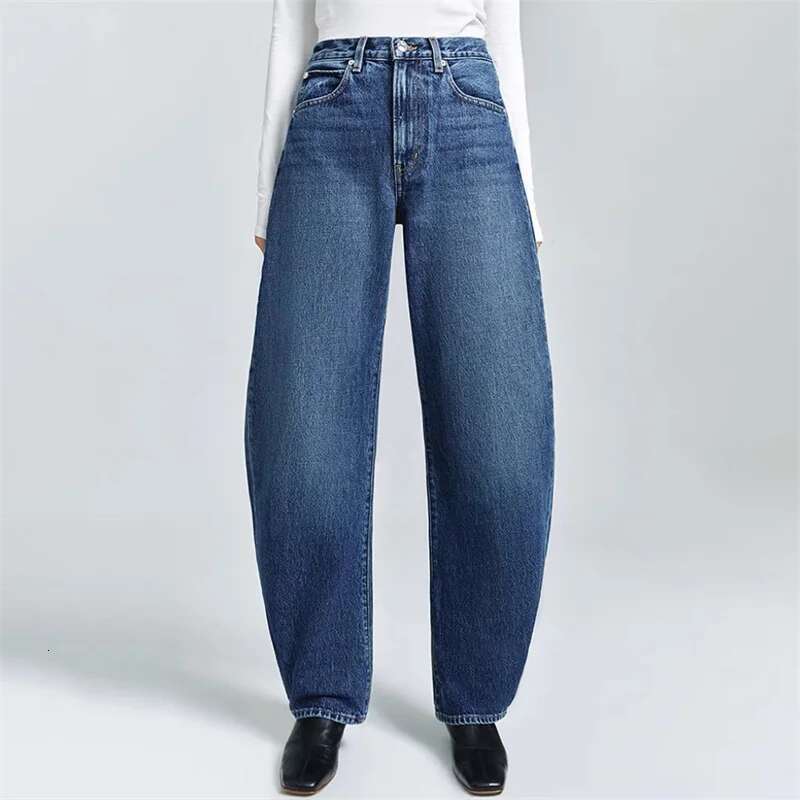 Women's Jeans New High Waisted Slim Fit Women's For Summer 2025 Retro Washed Pure Cotton Straight Wide Leg Pants
