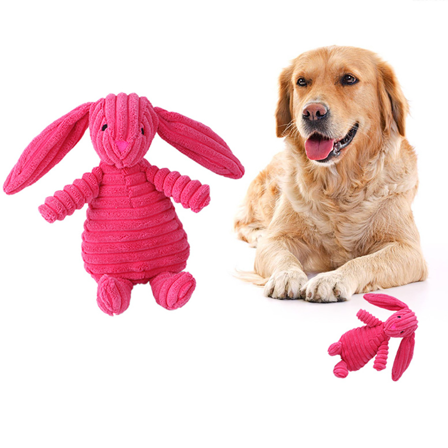 1pcs Pet Bite Dog Teeth Grinding Toy Corduroy Red Rabbit Voice Plush Pet Toy