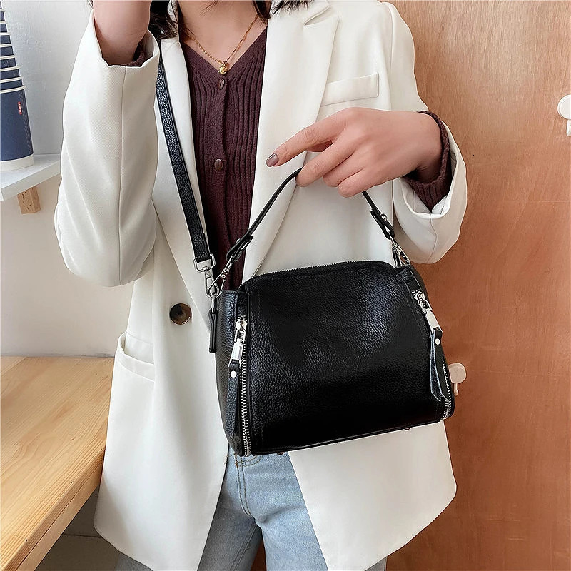 Handbag Genuine Leather Shoulder Crossbody Bags High Quality Natural Cowhide Female Messenger Tote BLck 250303