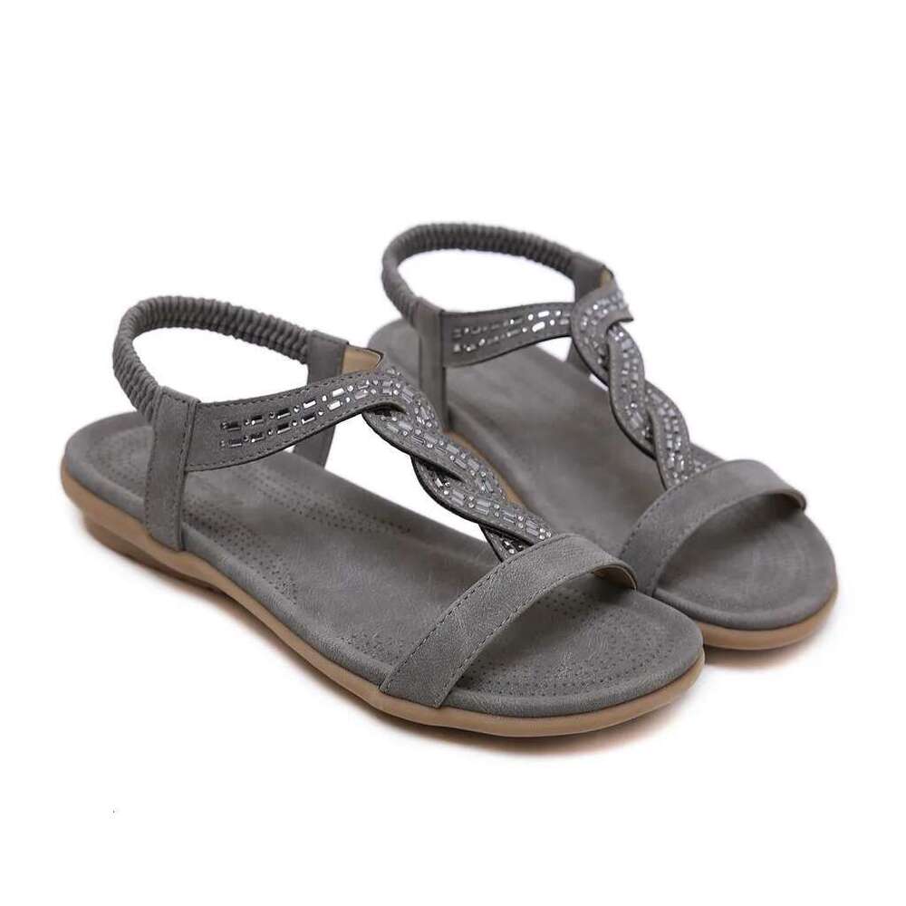 Summer Shoes Sale Women'S Open-Toe Sandals Bohemian Rhie Flat Elastic Band Beach Shoe Tenis De Mujer