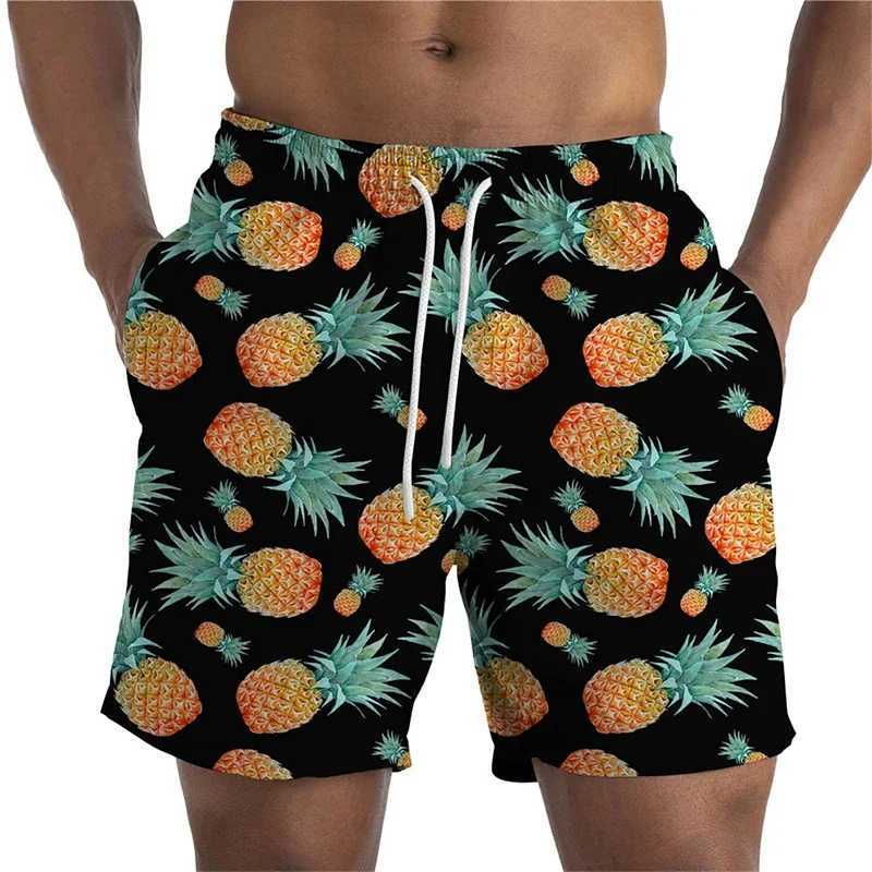 Hawaiian Vacation Beach Shorts For Men Casual Street Short Pants 3D Printed Fruits Pineapple Board Shorts Swimsuit Swim TrunksT250304