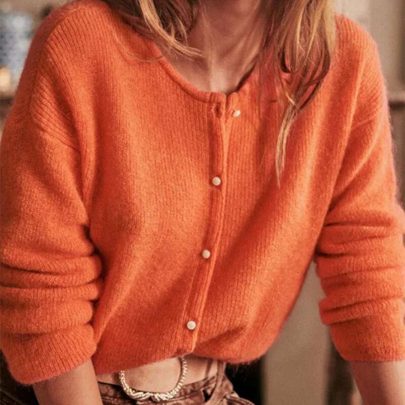 Double-Sided Wearing Knit Sweater For Women Single Breasted Jumper Solid Color Simple Long Sleeve Temperament 2025 Cardigan
