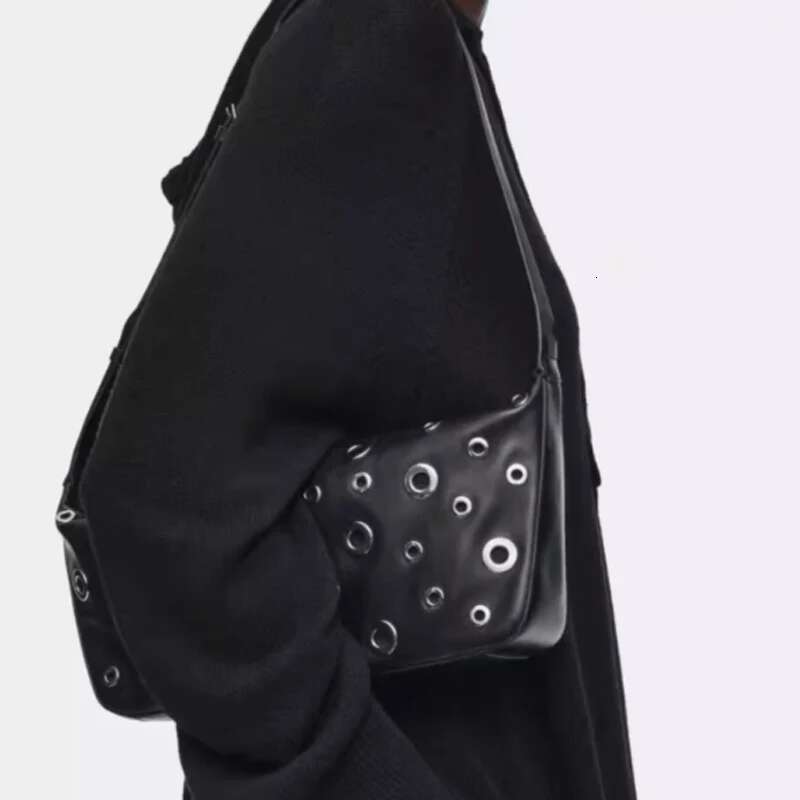 Retro Fashion Metal Rivet Underarm Black Motorcycle Hobo 2025 New Shoulder Bag
