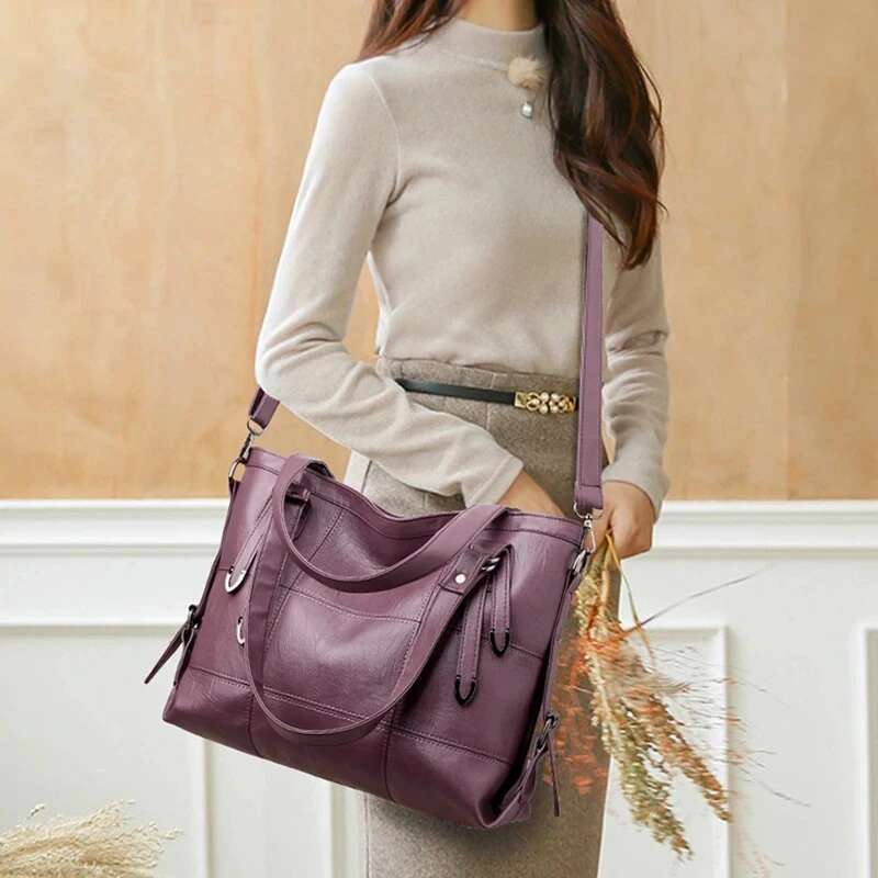 Winter PU Leather Shoulder Bag Trendy Zipper Handbags And Purse Omen Large Capacity Designer Crossbody Bags