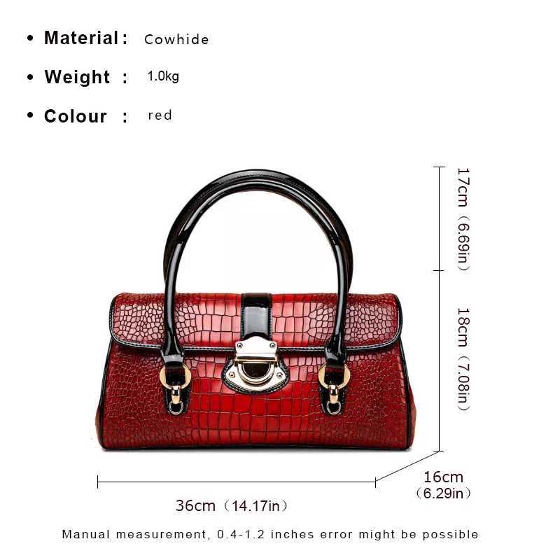 Aidrani New Womens Crocodile Pattern Large Handbag Fashionable Red Bag Made of Cowhide Material Z250303