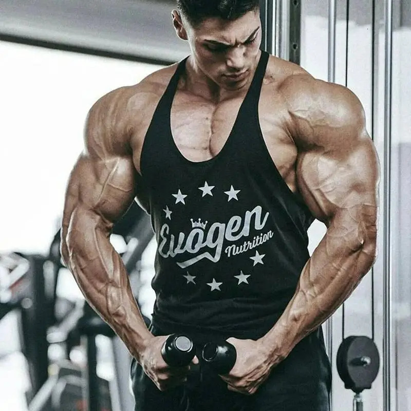 Summer fashion cotton mens vest shoulder belt Breathable I-vest Jogger fashion gym exercise fitness wear 250303
