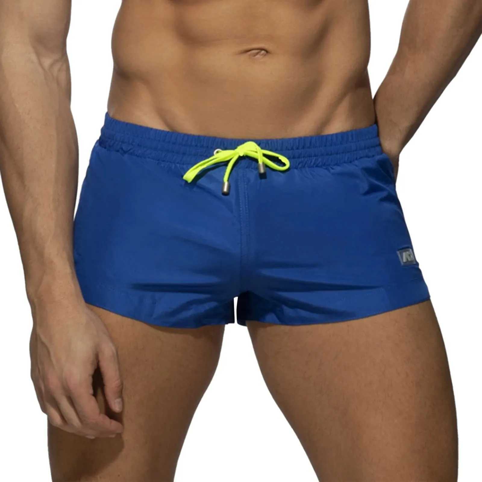 Male Color Matching Shorts Zipper Pocket Slit Trousers Swimming Sports Pants Mens Beach Shorts Summer Outwear Sexy TrousersT250304