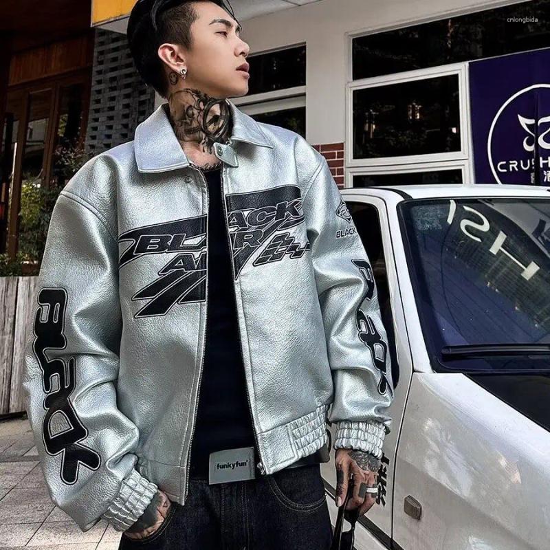 Men's Jackets Autumn Winter Punk Coat Embroidery Motorcycle Suit PU Leather Jacket High Street Retro Niche Silhouette Heavyweight