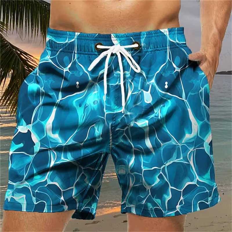 Summer Mens Swimwear Board Shorts Flower Leaf Pattern Beach Shorts Gym Fitness Pant Surfing Trunks Men Swimsuit Brief Quick DryT250304