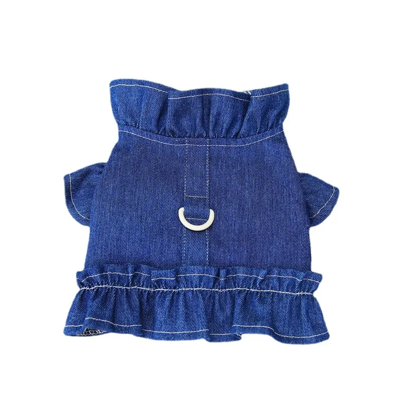 Small and Medium-sized Pet Cute Thin Denim Chest Back Cat Dog Clothing In Spring and Summer of 22