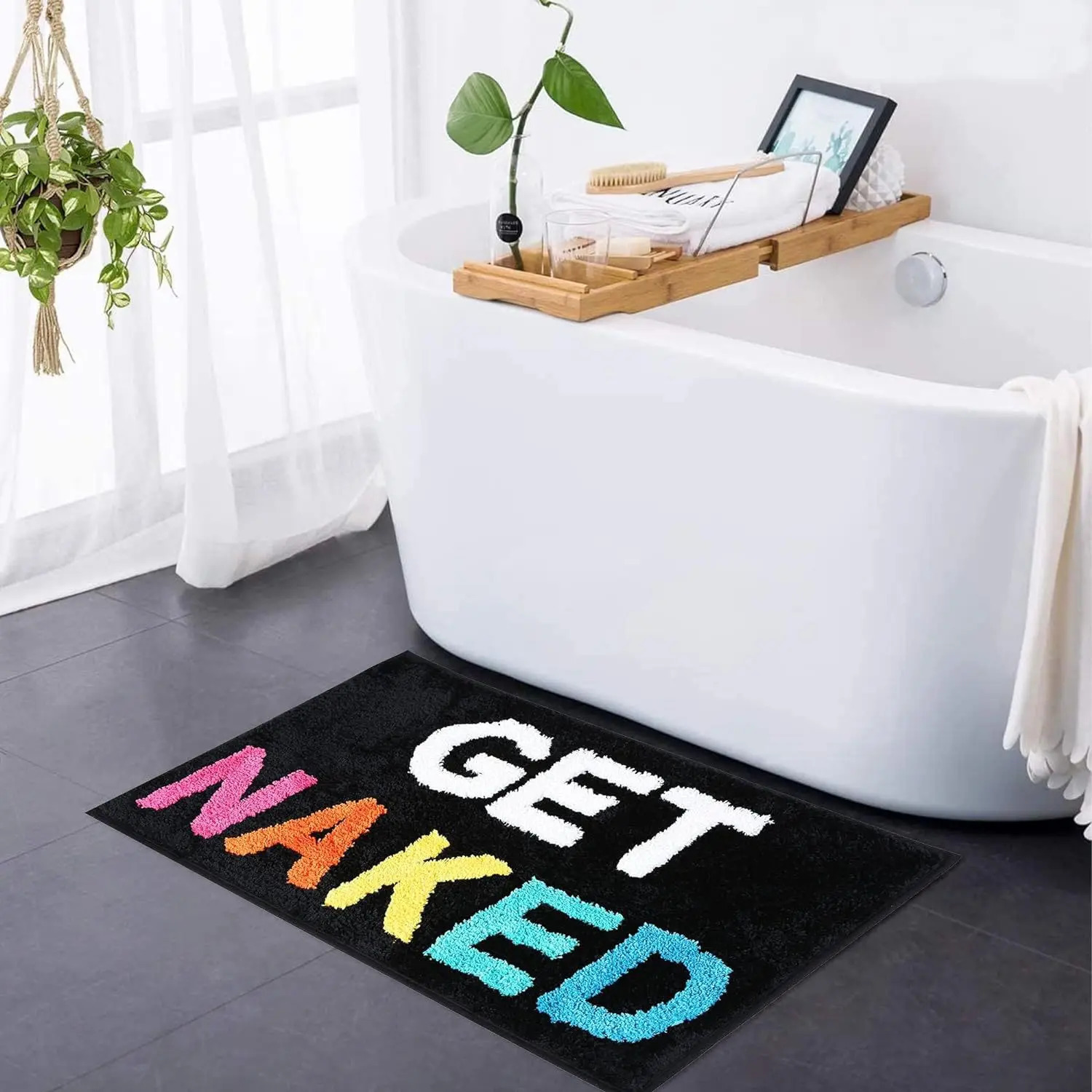 English Get Naked Bath Mat Soft Tufted Bathroom Rugs Bathtub Entrance Doormat Living Room Apartment Home Decor Carpet 250303