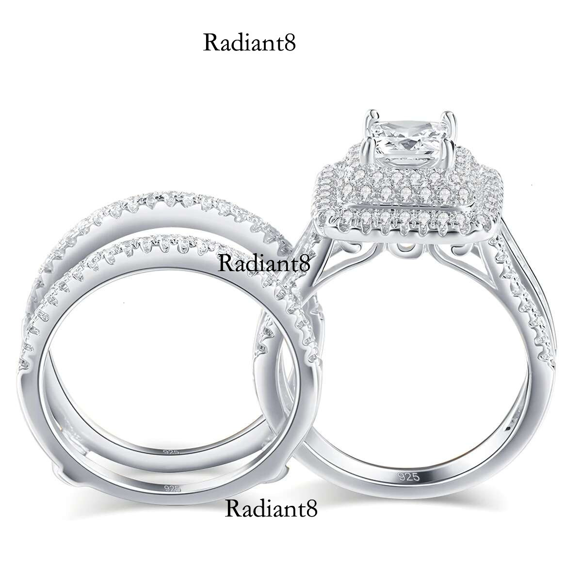 2PCS Moissanite Rings Set Certificate Wedding 100% Sier Brand Designer Engagement Jewelry For Women Wholesale