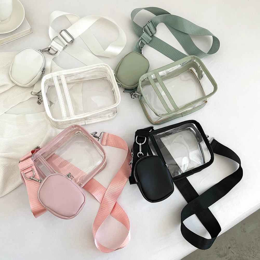 Womens Crossbody Bag Stadium Approved Transparent PVC Phone Bag Fashion Waterproof Mini Square Wallet Womens Shoulder Bag 250303