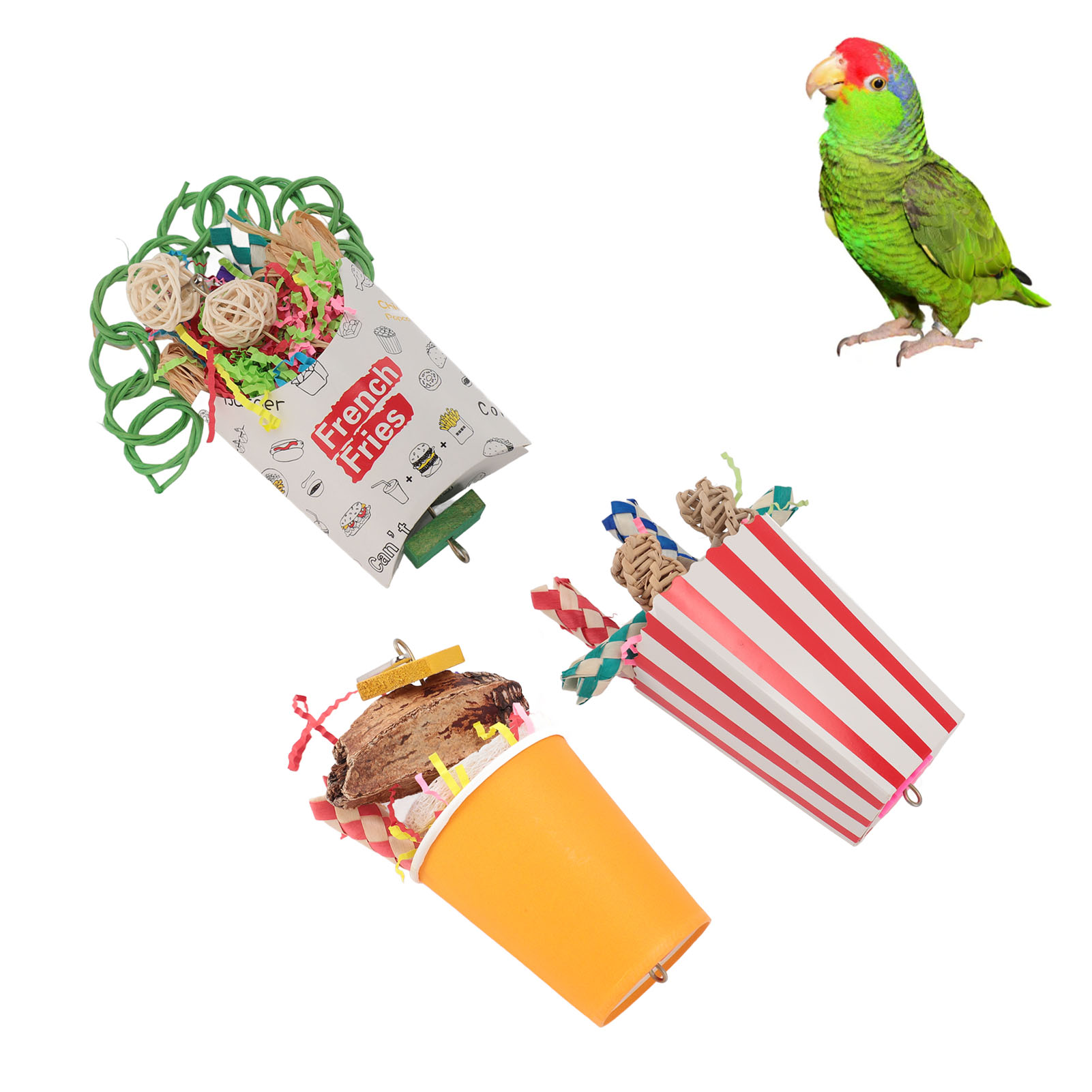 Bird Chewing Shredding Foraging Toys Colorful Encourage Instinct Bird Shredded Paper Toys for Small Medium Parrot Birds