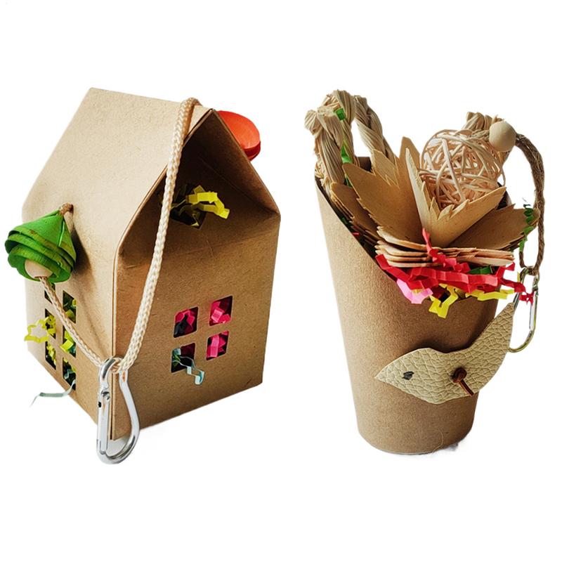 Bird Toys Parrot foraging Hangable Toys Unique Lovebird Cage Accessories Parakeet Paper foraging tube for Cockatiel Budgies