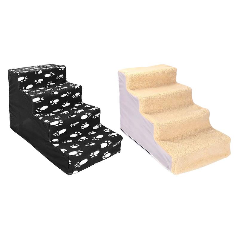 Pet Stairs For Cats Dogs Bed Steps 4-step Comfortable Flannel Dog Ladder Pet Stairs Bed Dog Bed Steps Kitten Stairs High Beds