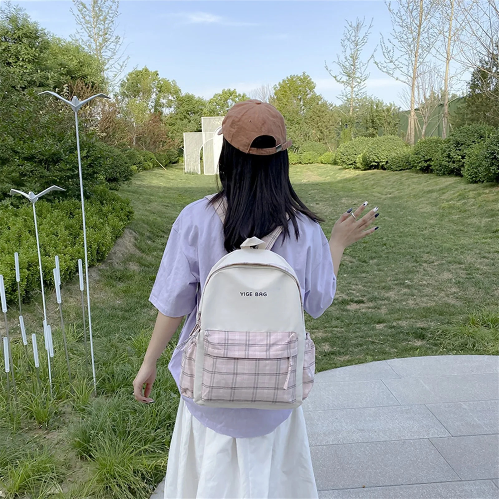 Ship from US Fashion Womens Backpack Girls School Season Student Zipper Flat 250304FBB