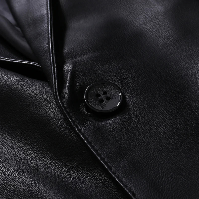 TRAF 2024 Fall And Winter Mens Leather Suit Fashion Handsome Casual Slim Jacket Formal Business Party Clothing 250304