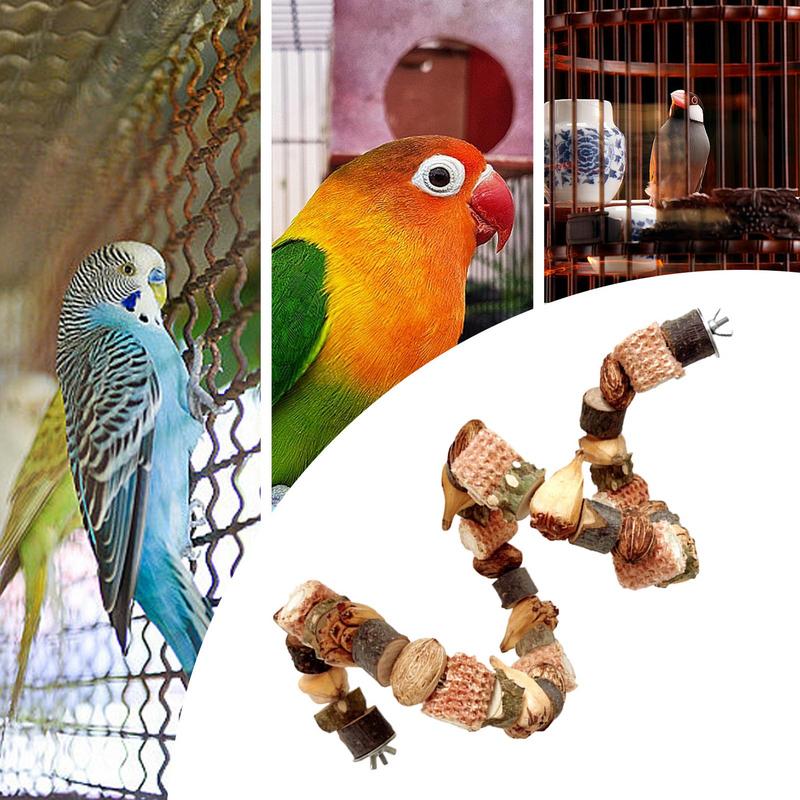 Bird Chew Toys Pineapple Nuts Log Blocks Cockatoo Toys Cockatiel Foraging Toys Climbing Ladders Parrot Shredding Toys For