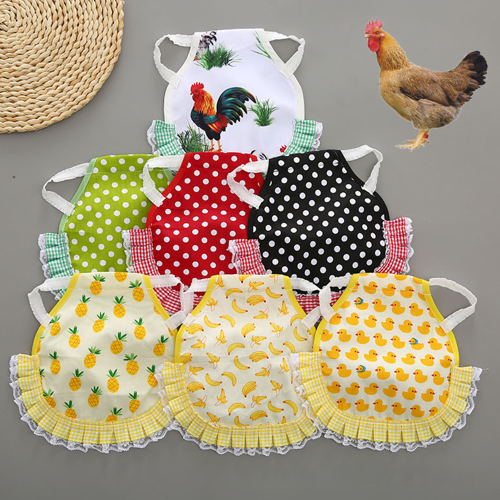Funny Hen Apron Fruit Polka Dot Printed Chicken Saddle Feather Protector Pet Clothes, Back Protect Aprons, Poultry Aprons
