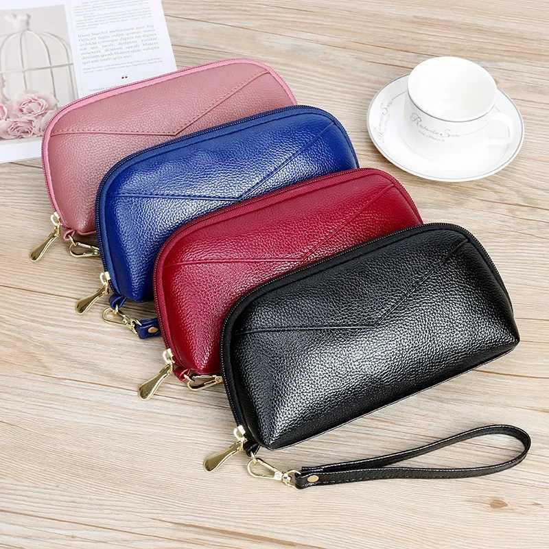 Leather wallet womens red/blue/pink/black zipper bag womens PU leather long wallet fashion phone bag luxury handbag Z250303